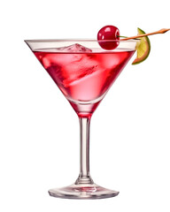 Eleganter erfrischender Cosmopolitan Cocktail, freigestellt vor transparentem Hintergrund. Generative AI