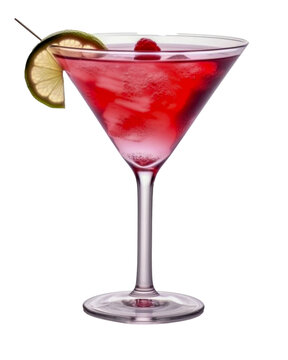 Eleganter erfrischender Cosmopolitan Cocktail, freigestellt vor transparentem Hintergrund. Generative AI