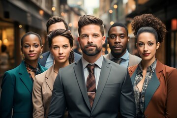 portraits of business people with diverse ethnicities