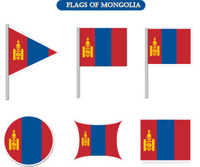 Mongolia Flags on many objects illustration