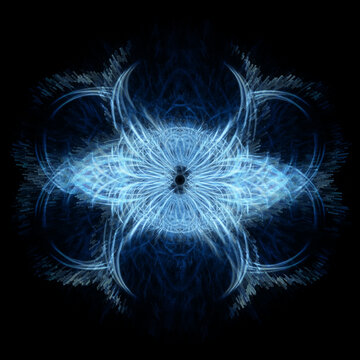 exploding style watcher from deep space glowing blue single eye 