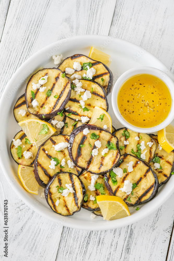 Poster Grilled eggplant with vinaigrette