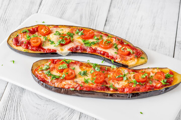 Low carb eggplant pizza