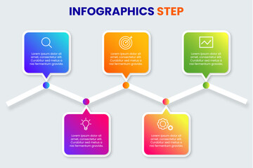 Business infographic design template with icons and 5 options or steps, Modern gradient color