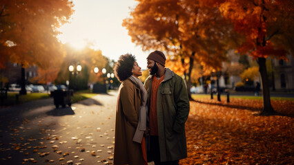 Young african-american couple smiling during the fall - Powered by Adobe