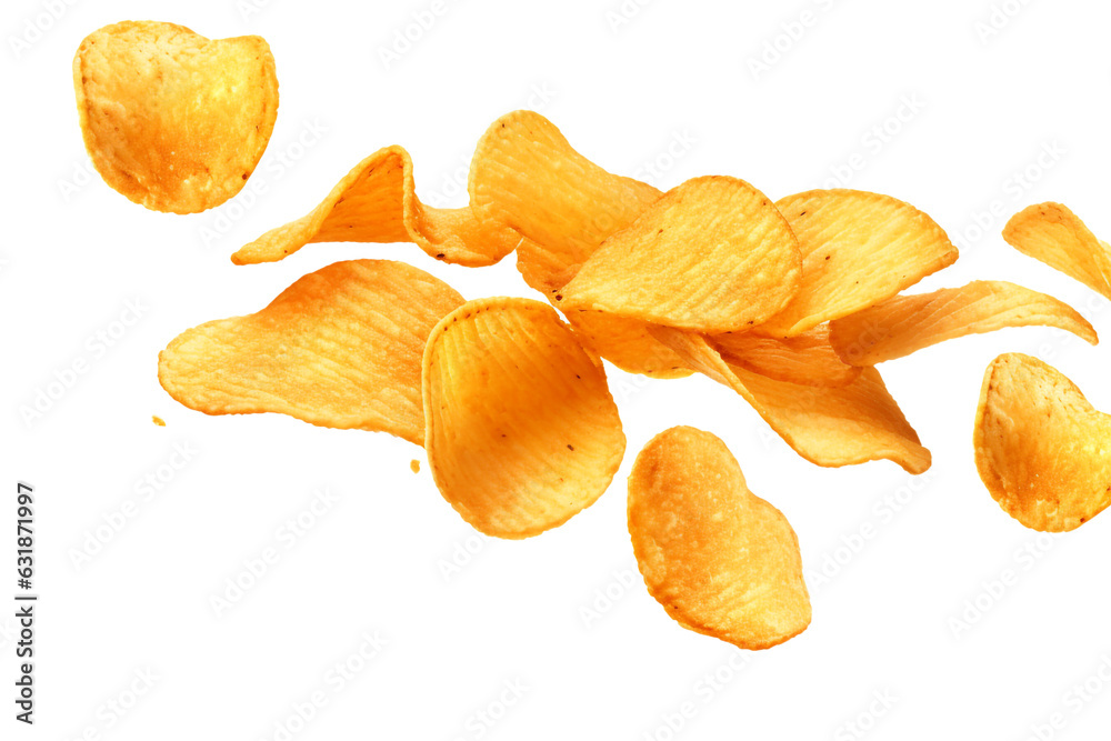 Wall mural potato chips isolated on white