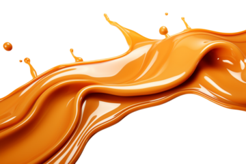 Caramel, chocolate splash isolated on white