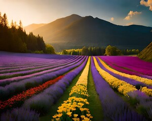 lavender field at sunset