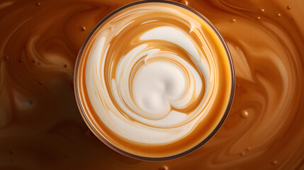 Hot coffee in a ceramic latte glass