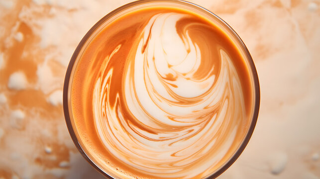 Hot coffee in a ceramic latte glass