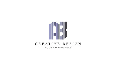 AB BA LINE creative brand company logo design black blue gradient 