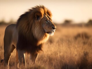 Obraz na płótnie Canvas Majestic Lion with Golden Mane