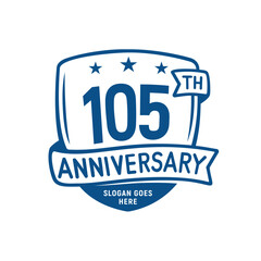 105 years anniversary celebration shield design template. 105th anniversary logo. Vector and illustration.
