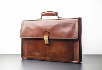 A brown briefcase on a table created with Generative AI technology