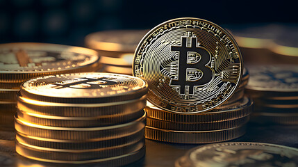 Silver and gold plated bitcoin coins
