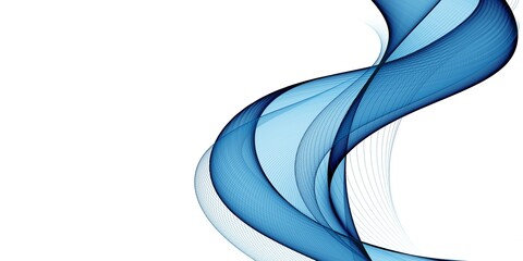 Abstract blue illustration of wavy flowing energy