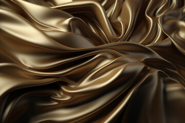 Fototapeta premium Golden satin background with waves. 3d rendering, 3d illustration.