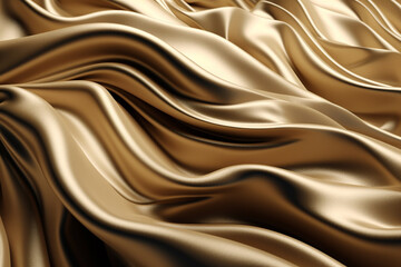 Golden satin background with waves. 3d rendering, 3d illustration.