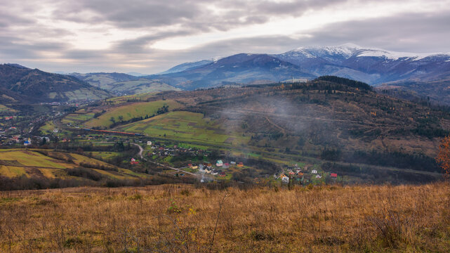 carpathian rural landscape in mountains. countryside scenery in autumn