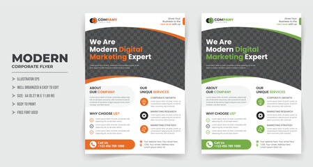 Corporate business flyer template With Color Combination, Brochure design, annual report, poster, flyer in A4, promotion, advertise, publication, cover page,