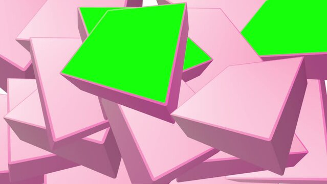 pink and white origami paper. Abstract motion graphics and animated backgrounds. Green screen Chroma key background.