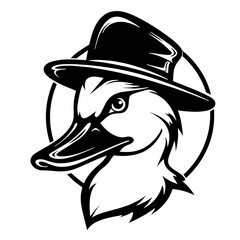 The duck is serious evil cool in a cowboy hat western Colorado tattoo print stamp