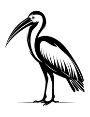 Bird pelican stork crane heron ostrich owl Marabou tattoo print stamp