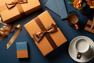 Fathers day greeting card with accessory and decor arranged