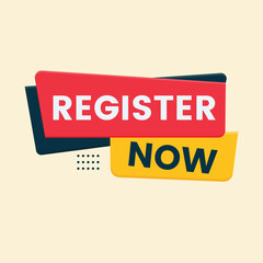 Register Now Speech Bubble Label