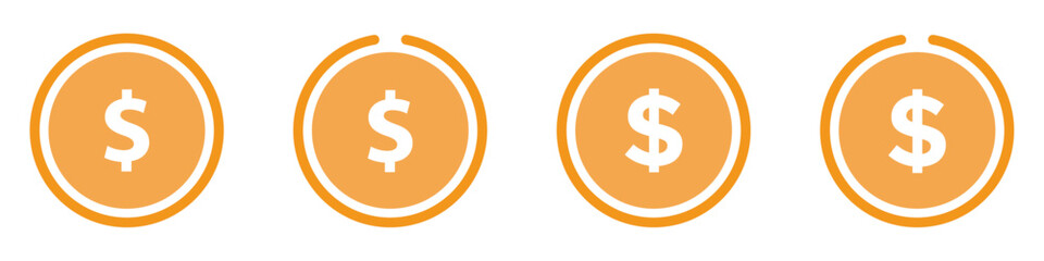 Obraz premium Dollar coin vector signs set. Dollar coin icon