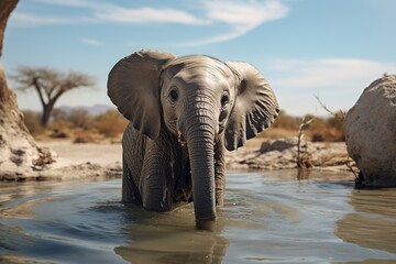 Fototapeta na wymiar Elephant in water