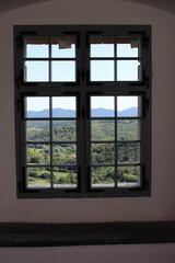 Old wooden window in castle