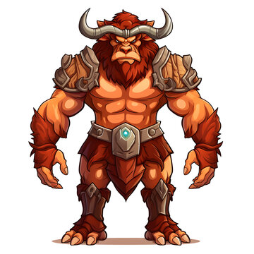 red minotaur warrior standing ready