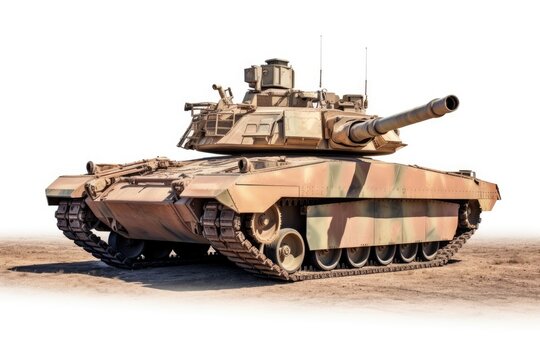 Modern American tank isolated on white background.