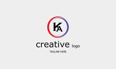 KA AK circle creative brand name company logo design red blue color 