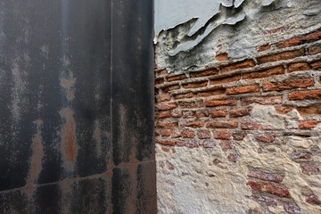Corroded clay brick wall