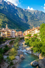 River Mera and the old town of Chiavenna, an Italian commune and a small town with 7330 inhabitants...