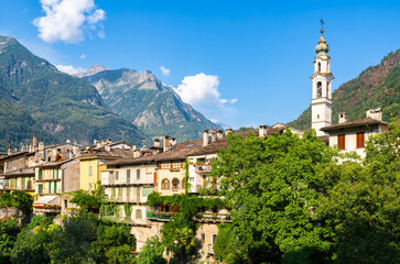 River Mera and the old town of Chiavenna, an Italian commune and a small town with 7330 inhabitants...