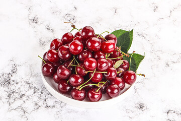 Ripe sweet juicy cherry heap