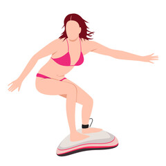 Beautiful surfer girl surfboard woman ocean surfing surfer barrel wave flat style vector illustration , Hot girl in bikini on a surfboard vector image