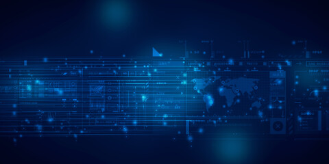 2d illustration Abstract futuristic electronic circuit technology background