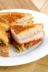 Vegetarian sandwich with ham and cheese