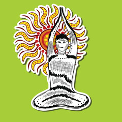 Aboriginal style of sticker design illustration