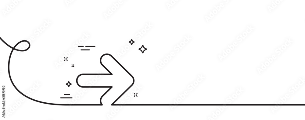Poster next arrow line icon. continuous one line with curl. forward arrowhead symbol. navigation pointer si