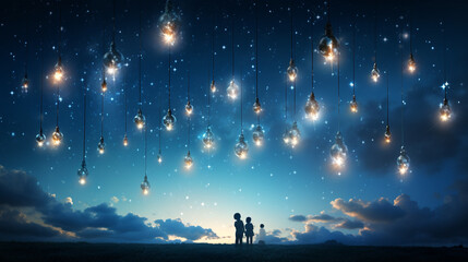 Obraz na płótnie Canvas Shining Stars: A Constellation of Stars Representing Angel Babies Above 