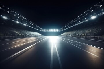 Race Track Arena with Spotlights Empty Racing track, AI