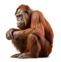 orangutan sitting on isolated background
