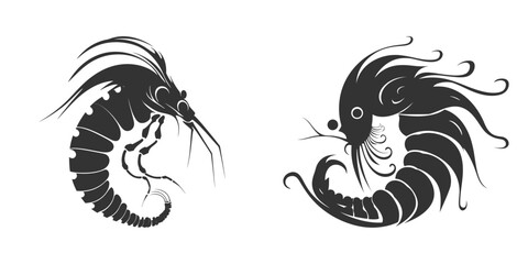 Shrimp icon isolated on a white background. Vector illustration.