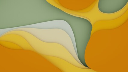 Colorful layers in paper cut style - abstract modern art background wallpaper with green and orange colors