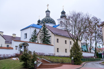 Fototapeta na wymiar Grodno Holy Christmas Stavropol Convent (Nativity of the Virgin Monastery) on a sunny day, Grodno, Belarus